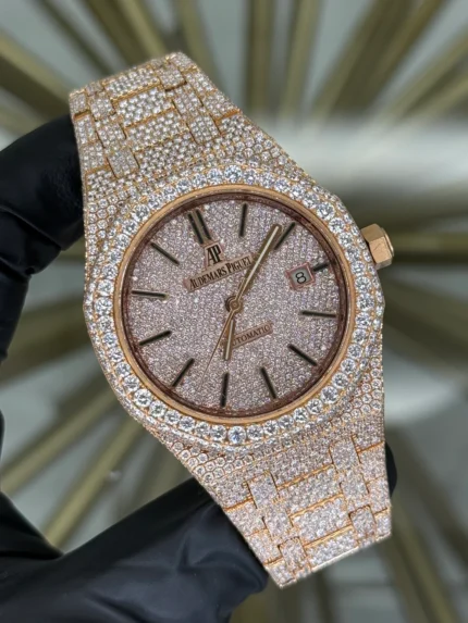 Audemars Piguet Royal Oak Custom Iceout Dial Dial on Custom Iceout 15400OR (Machine)