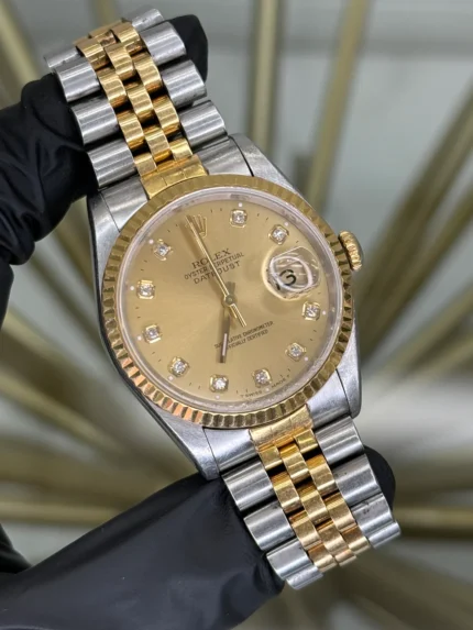 Rolex Datejust 36 Champagne Diamond Dial on Jubilee 16233