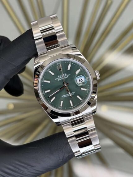 Rolex Datejust 41 Mint Green Index Dial on Oyster 126300 2025 Complete